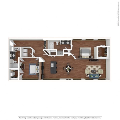 Floor plan for 2 beds, 2 baths, 1437 sqft